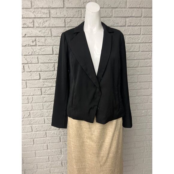 Laurie Flelt Women Black Cropped Back Pleated Blazer  Size 4 - Picture 3 of 16